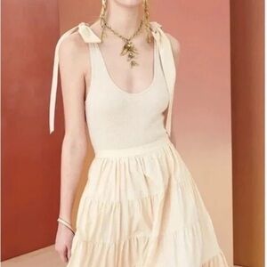 ULLA JOHNSON HOPE TIERED BOW TIED SHOULDER DRESS LARGE